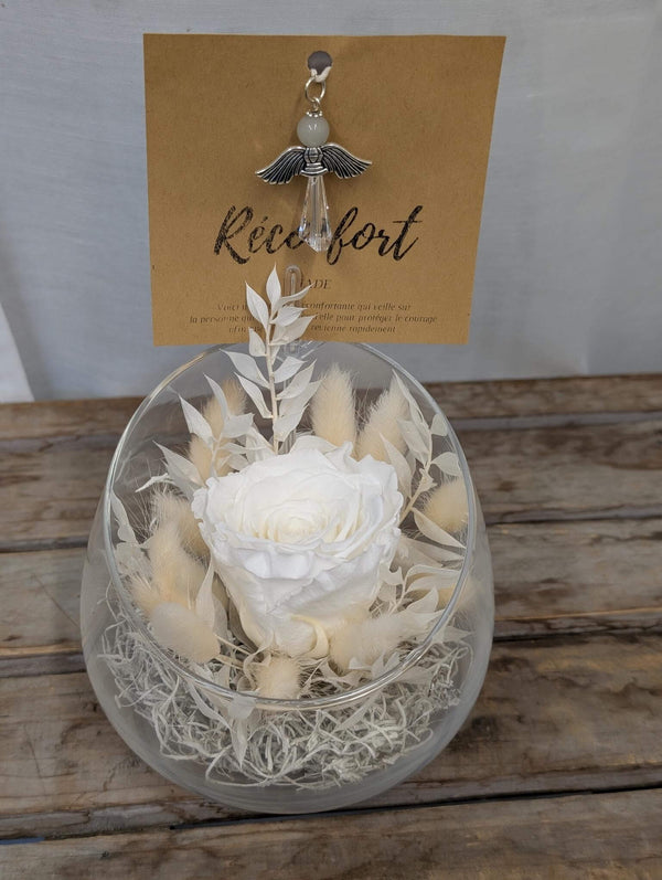 Rose éternelle blanche avec ange Olàlà
