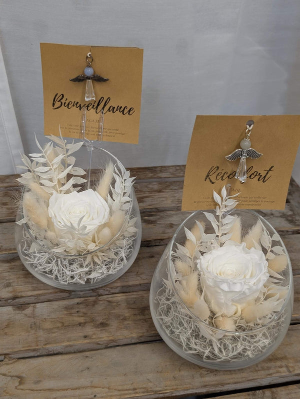 Rose éternelle blanche avec ange Olàlà