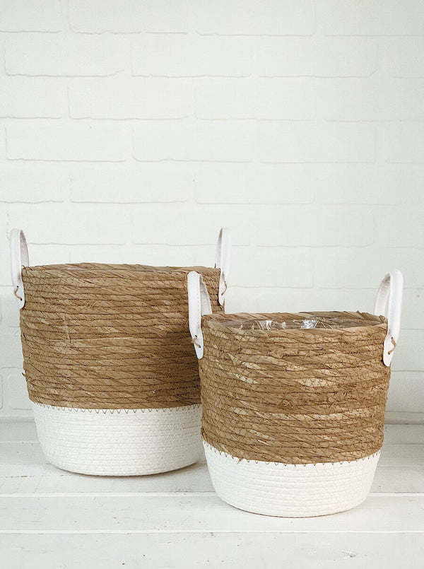 Panier tressé blanc