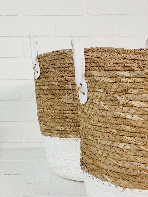 Panier tressé blanc